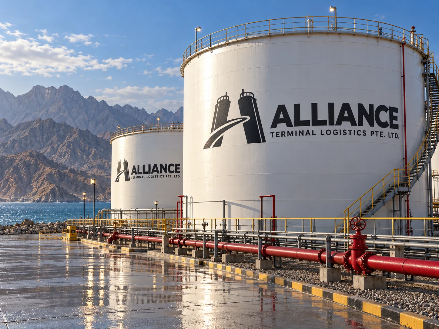 ALLIANCE tank artwork for Fujairah: tank walkway and firewater lines