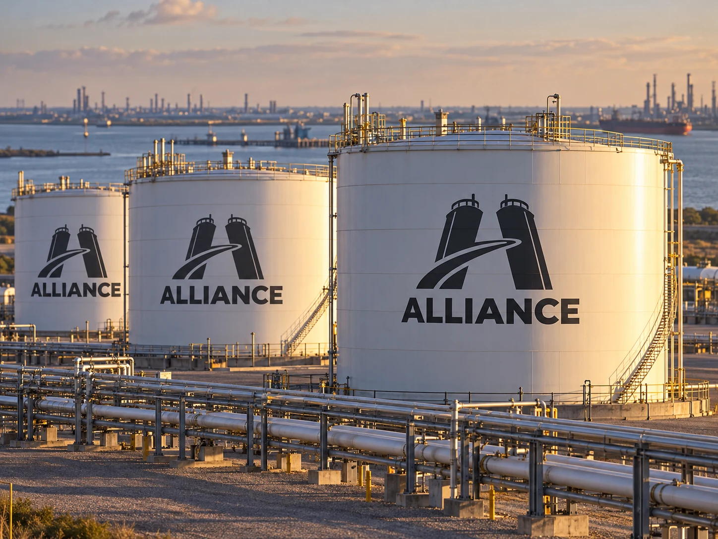 ALLIANCE tank artwork for Houston: storage rows and pipe racks