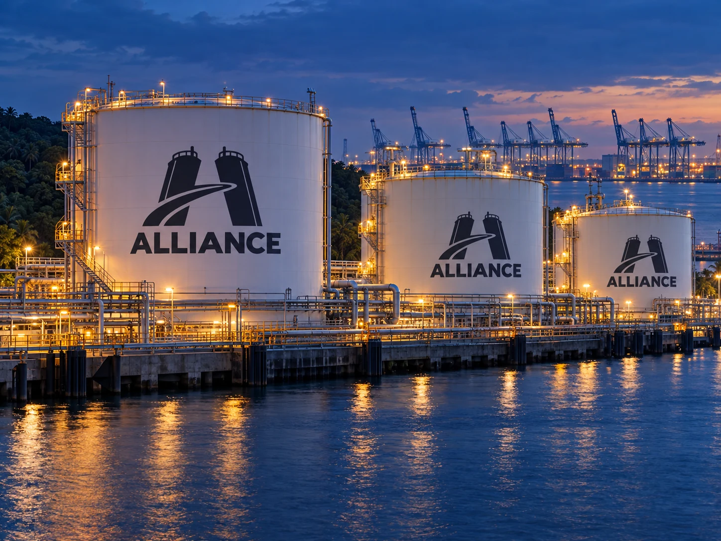 ALLIANCE tank artwork for Jurong: illuminated tank farm