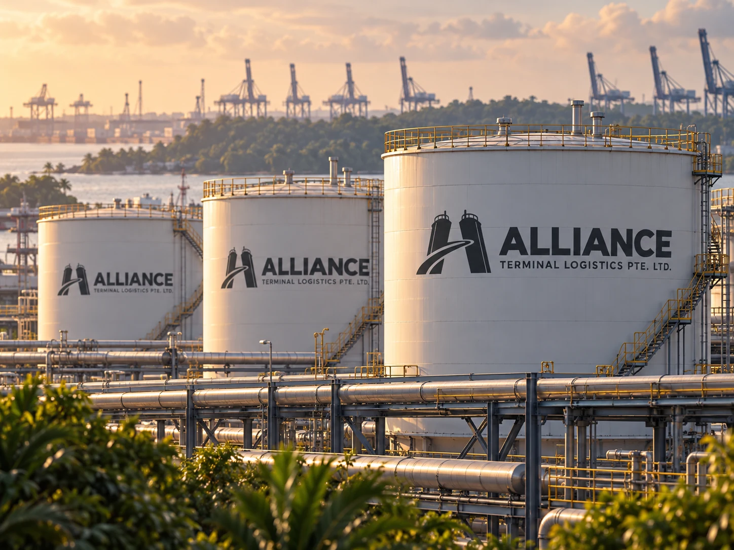 ALLIANCE tank artwork for Jurong: storage rows and pipe racks