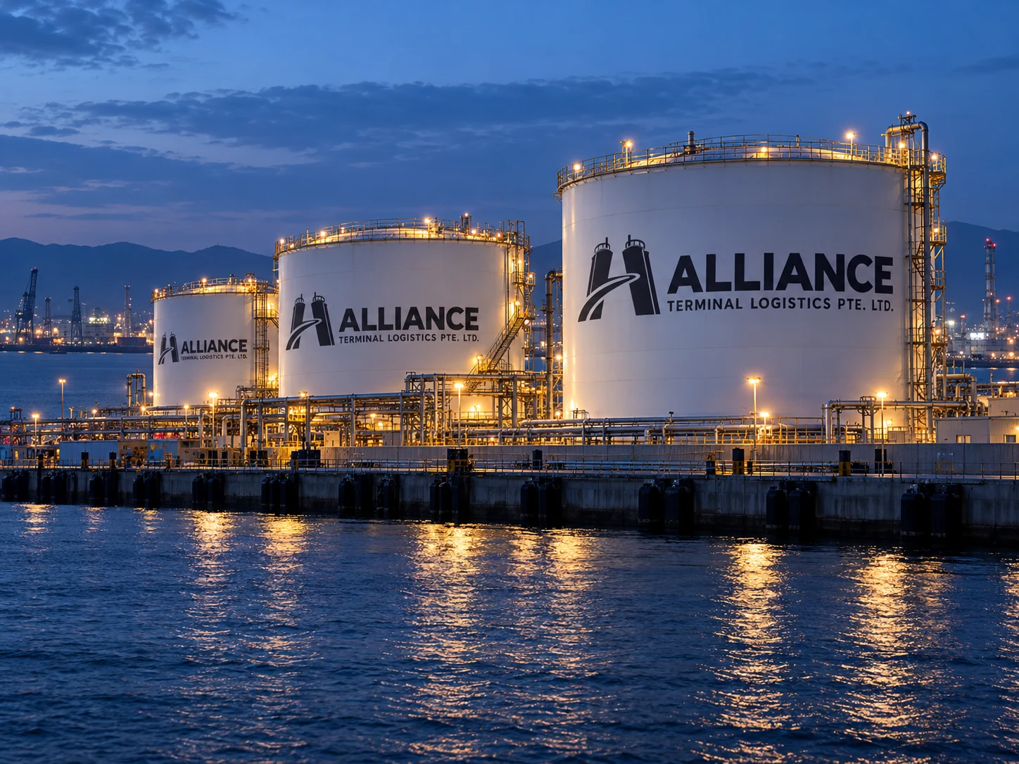 ALLIANCE tank artwork for Qingdao: illuminated tank farm