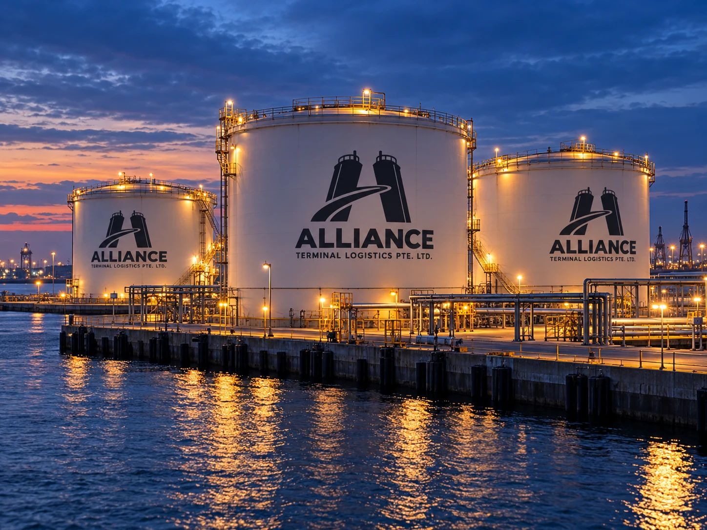 ALLIANCE tank artwork for Rotterdam: illuminated tank farm