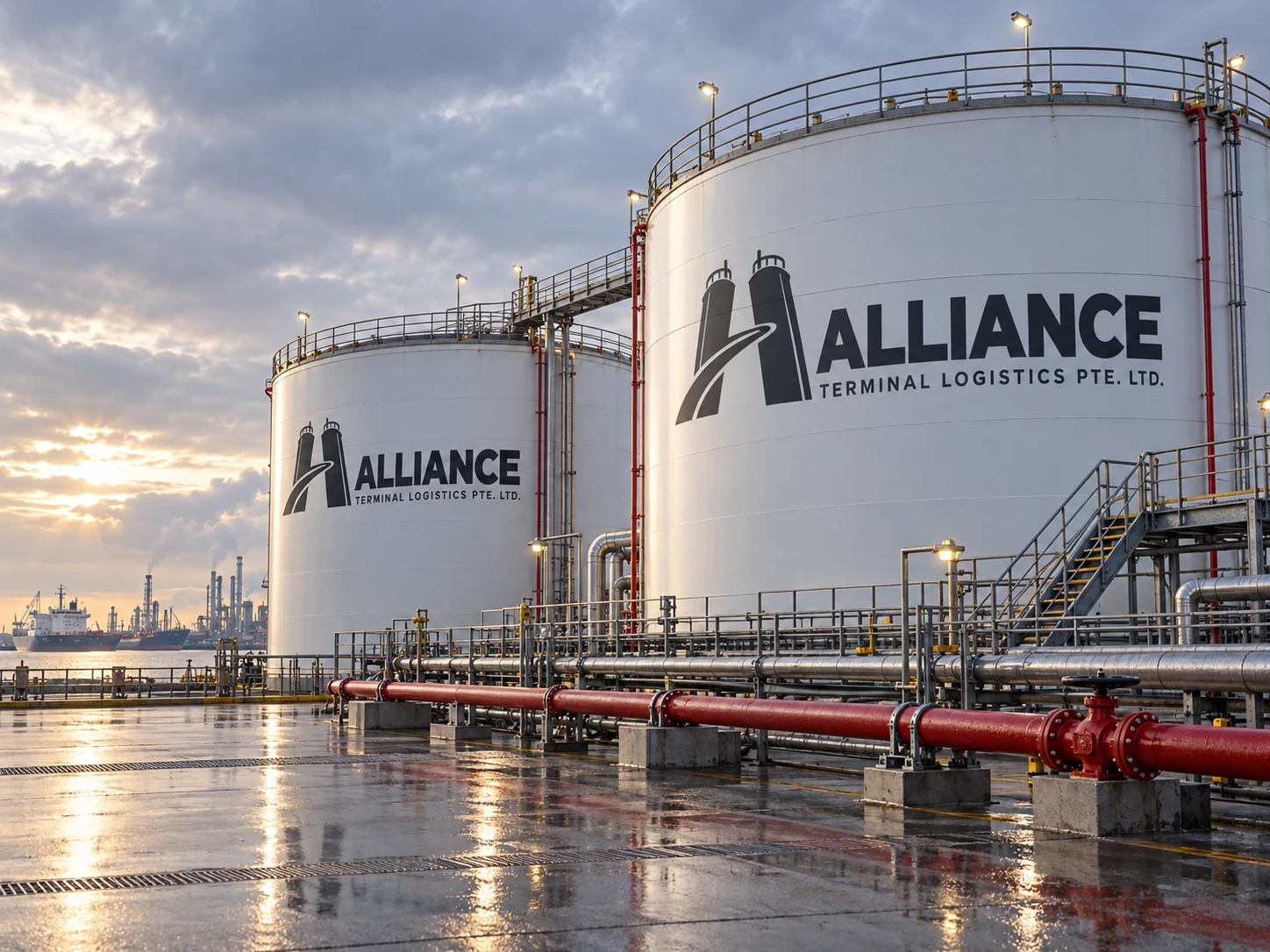ALLIANCE tank artwork for Rotterdam: tank walkway and firewater lines