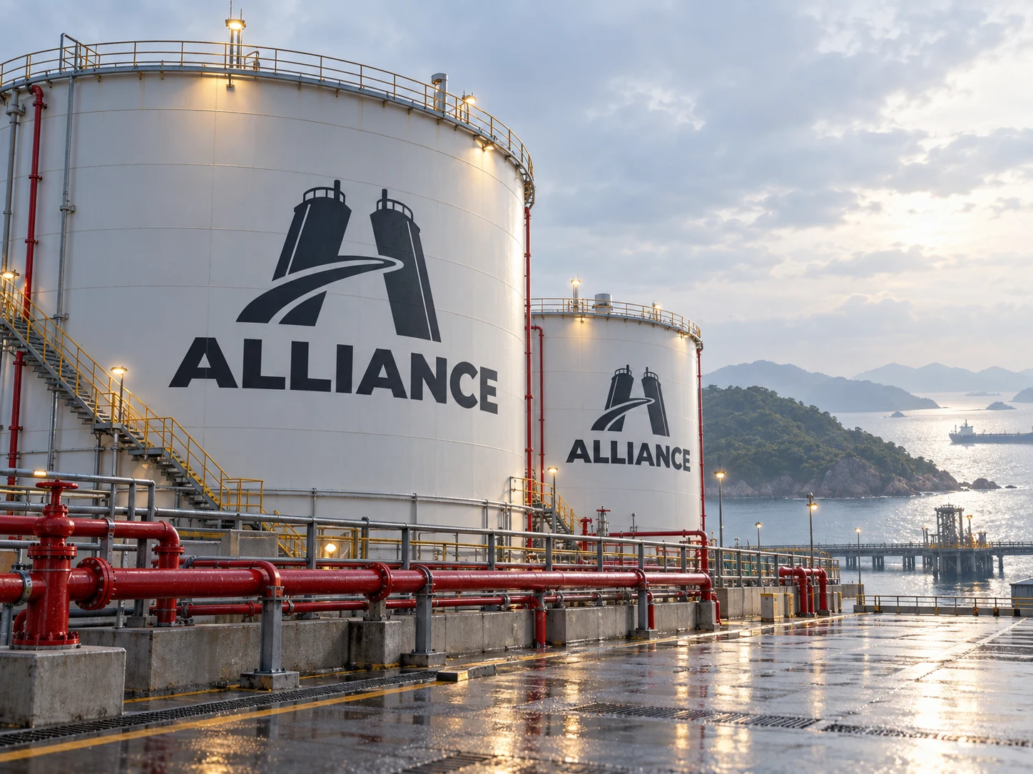 ALLIANCE tank artwork for Zhoushan: tank walkway and firewater lines